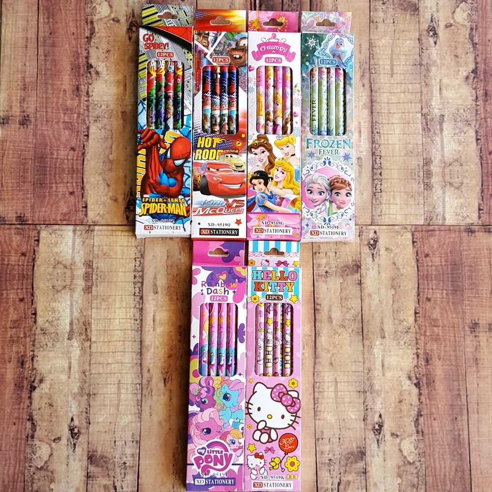 Pensil Motif - Pensil Character XD Stationary 9519 - Cars - Spiderman - Hello Kitty - Frozen