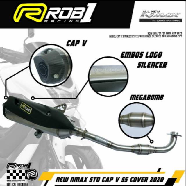 Kenalpot standar Racing ROB1 RCB1 Yamaha Nmax 2020