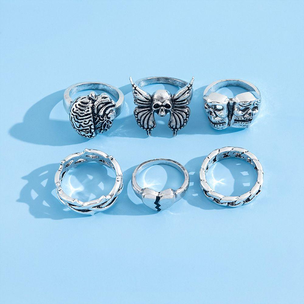 Needway Butterfly Set Cincin Minoritas Unik Vintage Fashion Pasangan Kepribadian Paduan Hadiah Hari Valentine Gaya Korea Jari Cincin