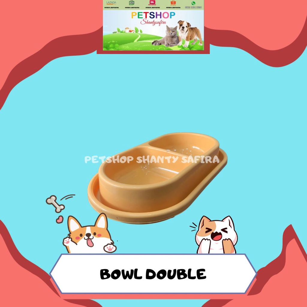 Tempat Makan TEBAL Kucing Anjing Kelinci Anti Semut Double Pet Dish