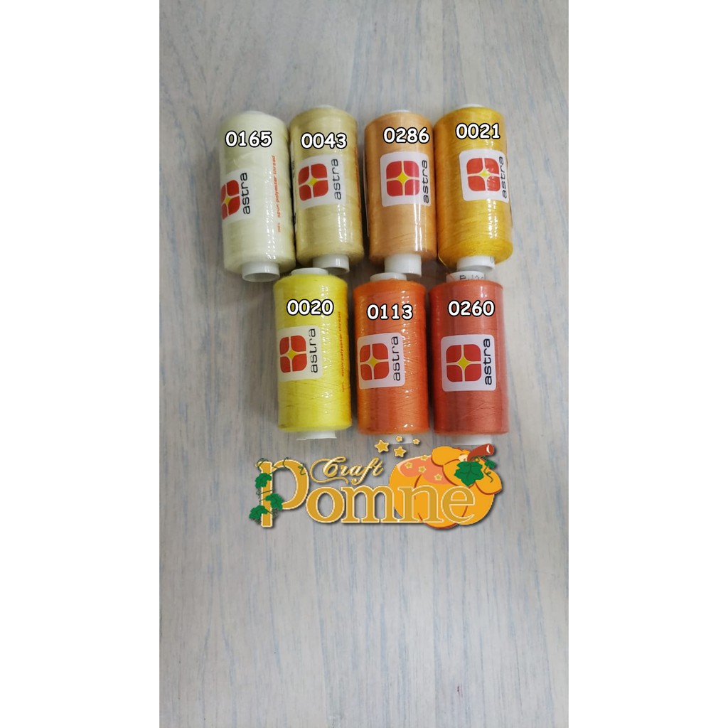 Benang Jahit/ Sewing Thread/ Astra/ Yellow/ Orange/ 26 gr