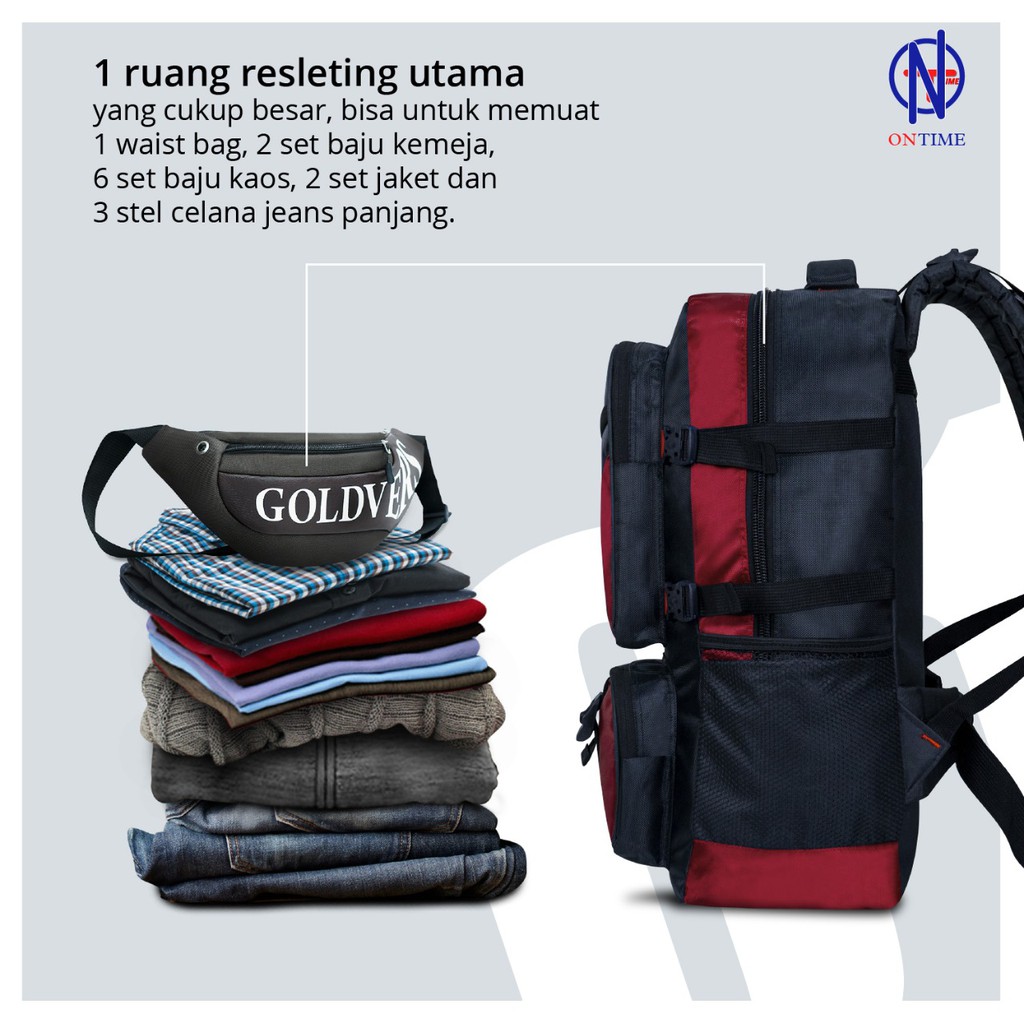 Tas Ransel Punggung Jumbo Pria Wanita Carrier 60L Original ONTIME