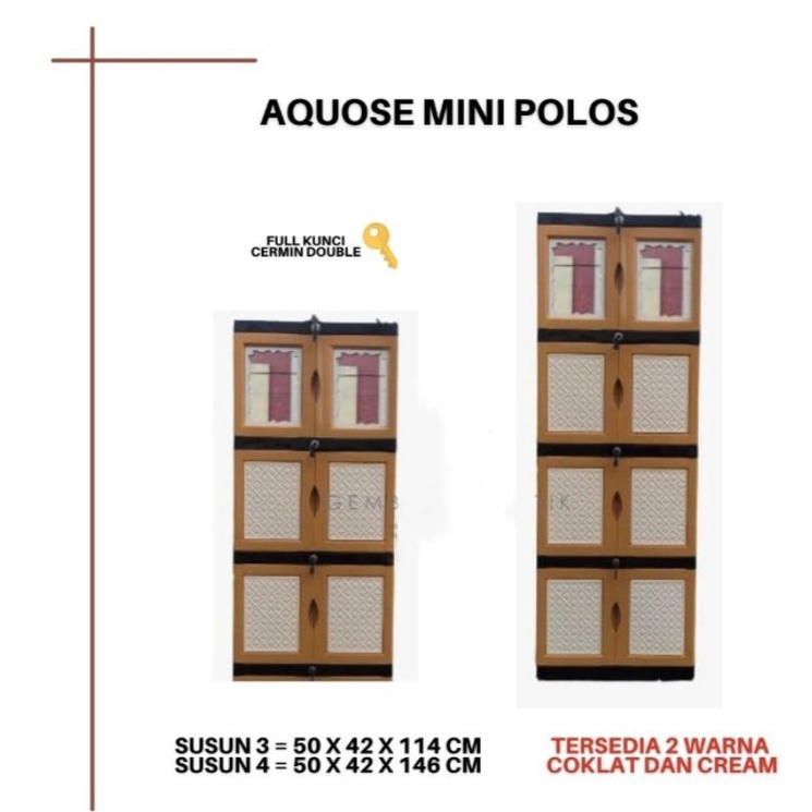 Lemari Plastik /Aqouse Mini Susun 4 Cermin