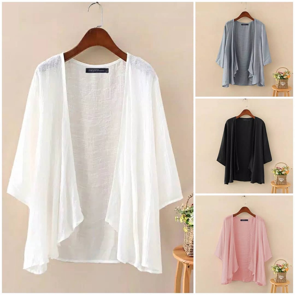 KARDIGAN POLOS PANJANG WANITA FASHION MUSLIM / TALITA CARDI POLOS KATUN LINEN  / OUTER CARDIGAN WANI