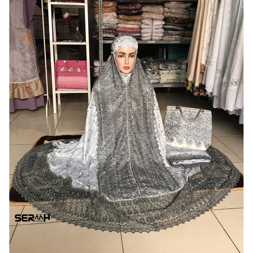 MUKENA DAUN KECIL BERBALUT RENDA PRADA ORIGINAL MURAH