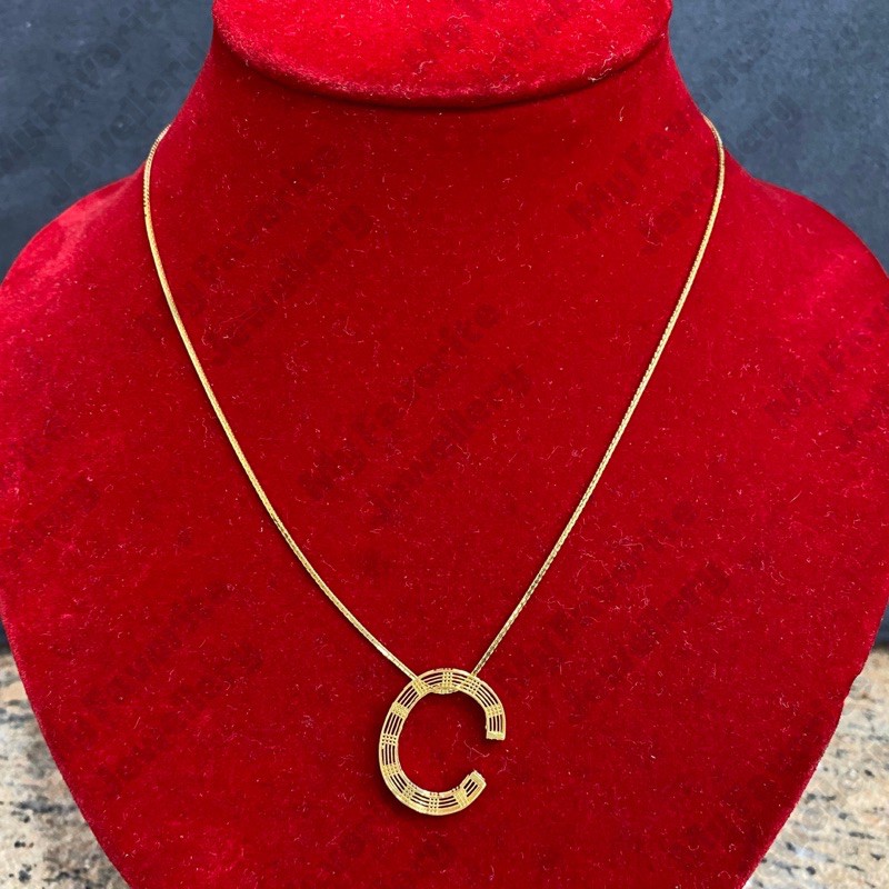Kalung Set Liontin Inisial Huruf C Kalung Emas Asli Kadar 700