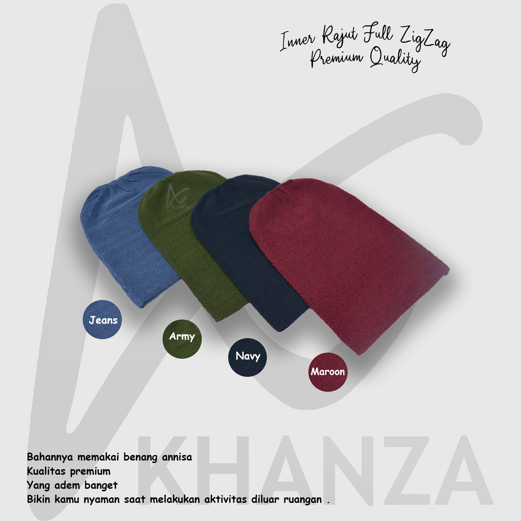 Inner Rajut Anpus Zigzag Premium Ciput Knit Anti Pusing Bandana Hijab