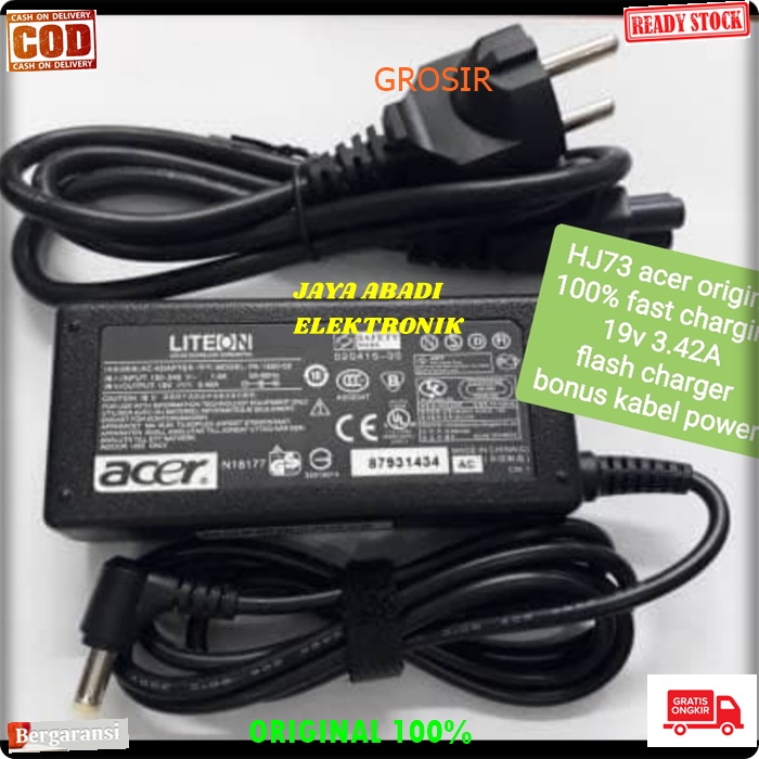 J78 ASLI ACER 19V 3.42A 65 WATT W ADAPTOR LAPTOP CAS CASAN CHARGER KOMPUTER POWER ADAPTER PC CPU ELE
