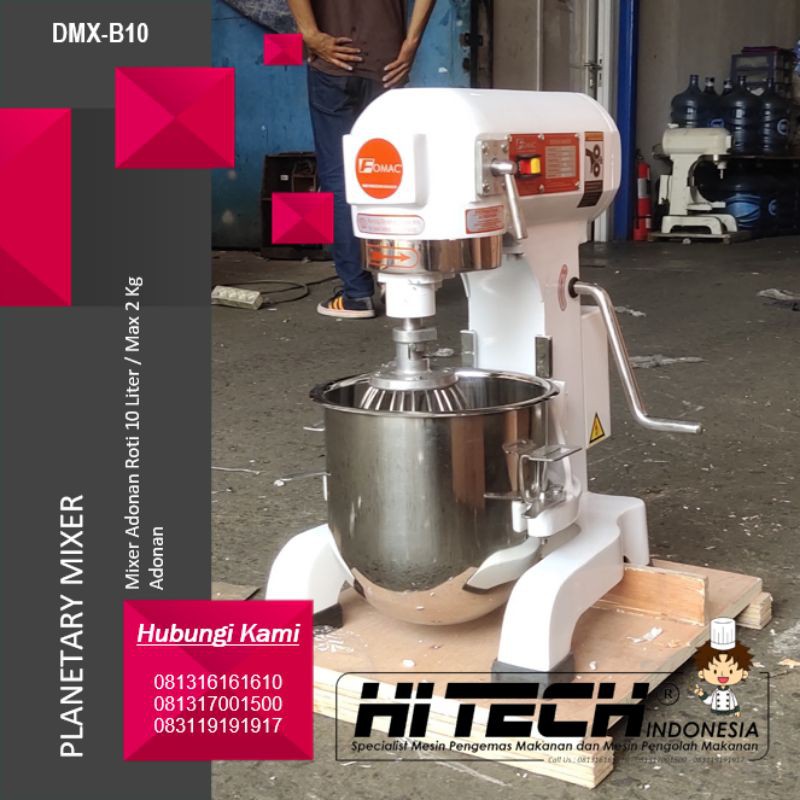 Planetary Mixer 10 Liter DMX-B10 Mixer Adonan Roti 10 Liter Mixer Kue 10L fomac