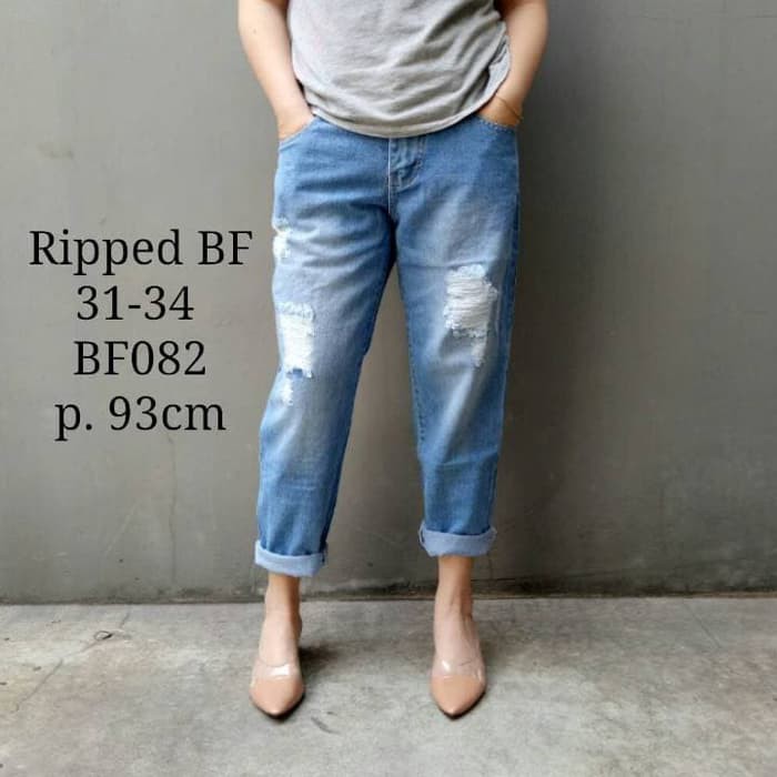 Terbaru.. Celana Jeans Wanita Lv 692 Ripped Jumbo Big Size Skinny FX341 BoyfriendSobekUkuran31-34|Ba
