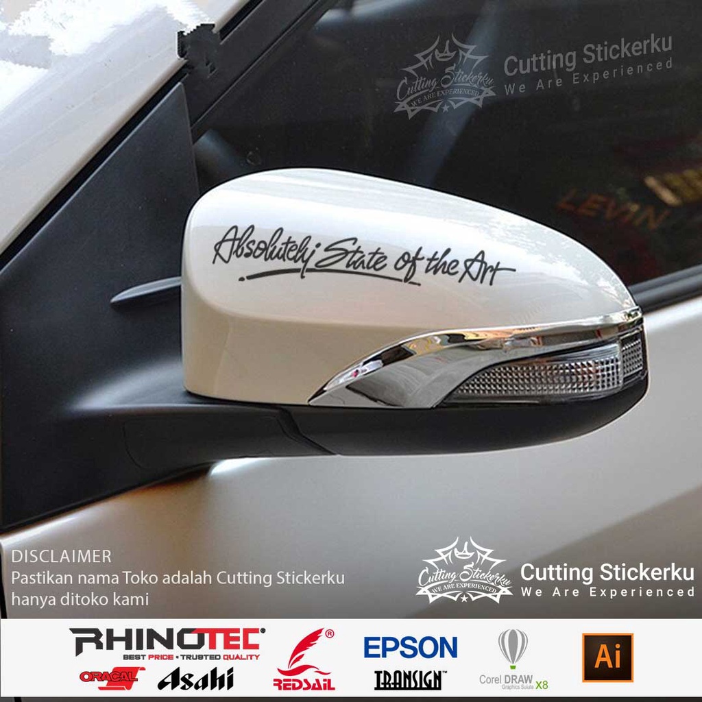 Cutting Stiker Absolutely State of the Art Variasi Motor Mobil Sticker Timbul Keren Nyala Dasbor Spakbor Visor Body Kaca Helm Hologram Reflective Tahan Air Bodi Samping Scoopy Vario Beat NMAX PCX Vespa Pickup Windshield Kustom Keren Anime Modif