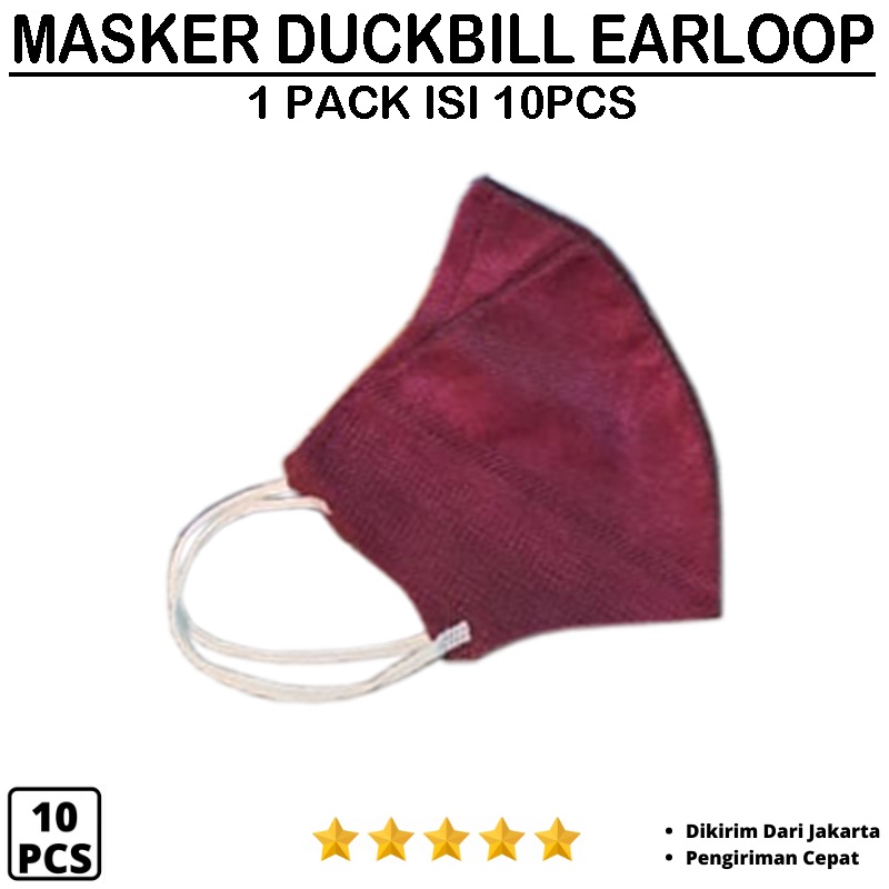 Masker Duckbill Earloop [10Pcs 5pcs] 3ply Disposable facemask Duck Bill IMPORT Tersedia Pilihan Warna Masker Hijab