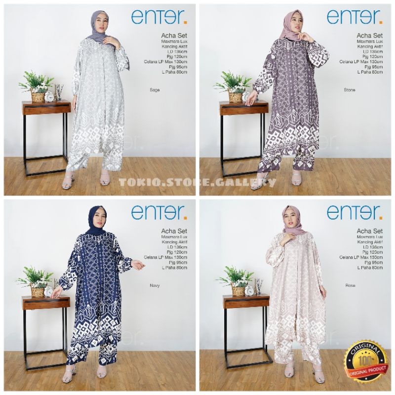 Acha one set jumbo ld 136 bahan maxmara lux | setelan baju muslimah ori enter