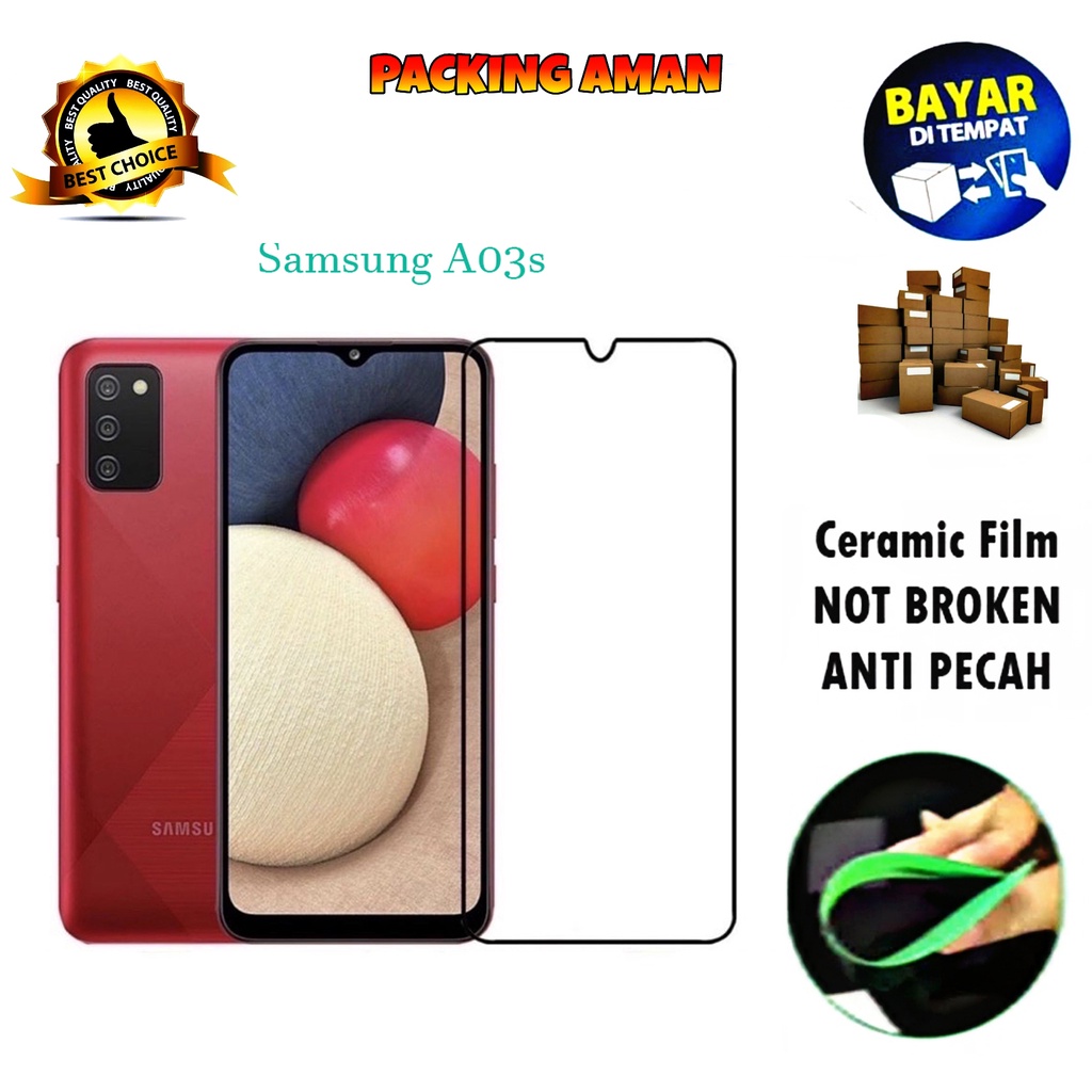 Tempered Glass Samsung Galaxy A03s FULL COVER FULL SCREEN Ceramic Film Anti Gores