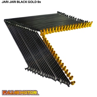 JARI JARI RUJI HITAM 36 BIJI SPOKES BLACK NIPPLE GOLD 9x 89 120 130 154 157 159 164 172 184 BLACK SPOKES