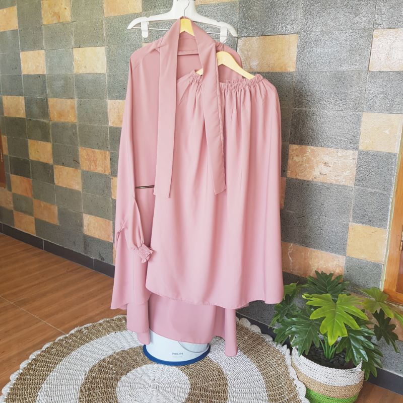 VABIOLA SYARI FRENCH KHIMAR + ROK+CADAR TALI