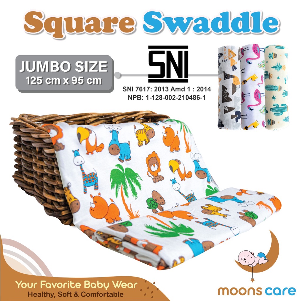 SNI DITA moonscare Bedong Segi Empat Jumbo Size 125X95 Cm Bedong jumbo Square