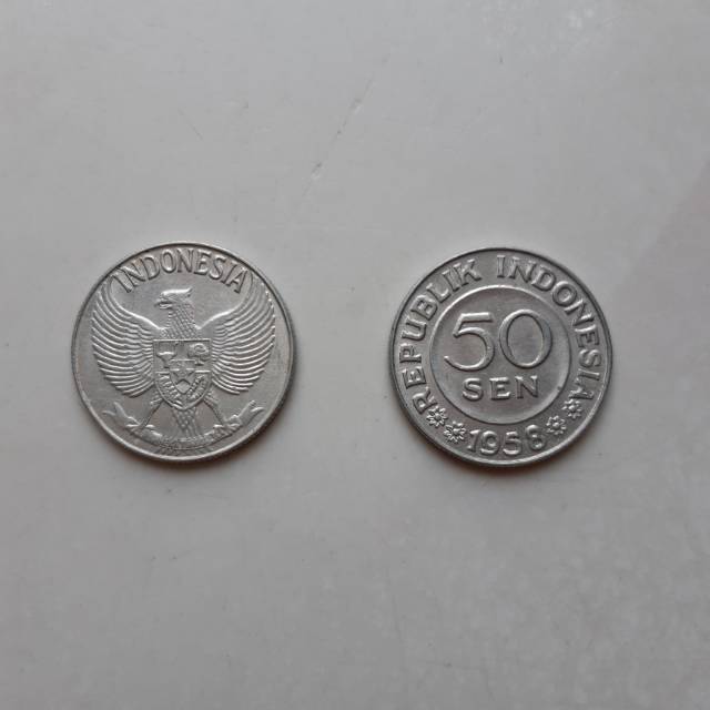 Uang kuno 50 sen tahun 1958