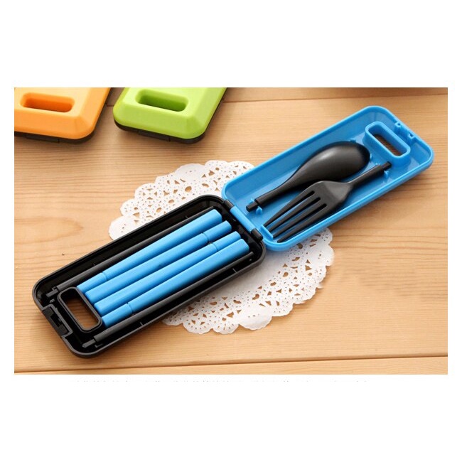 Sendok Travel Portable Alat Peralatan Makan Garpu Sumpit Cutlery Set