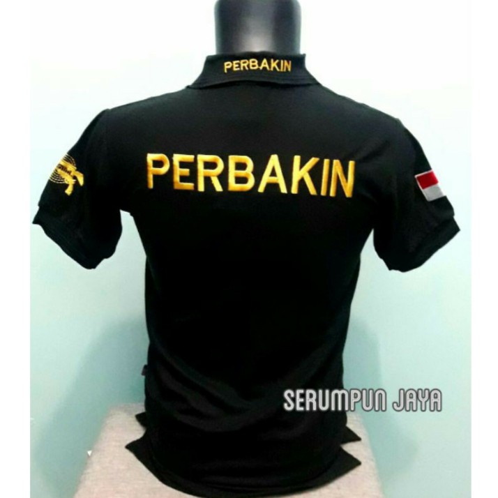 KAOS PERBAKIN HITAM - KAOS KERAH PERBAKIN HITAM - KAOS POLO PERBAKIN FULL BORDIR