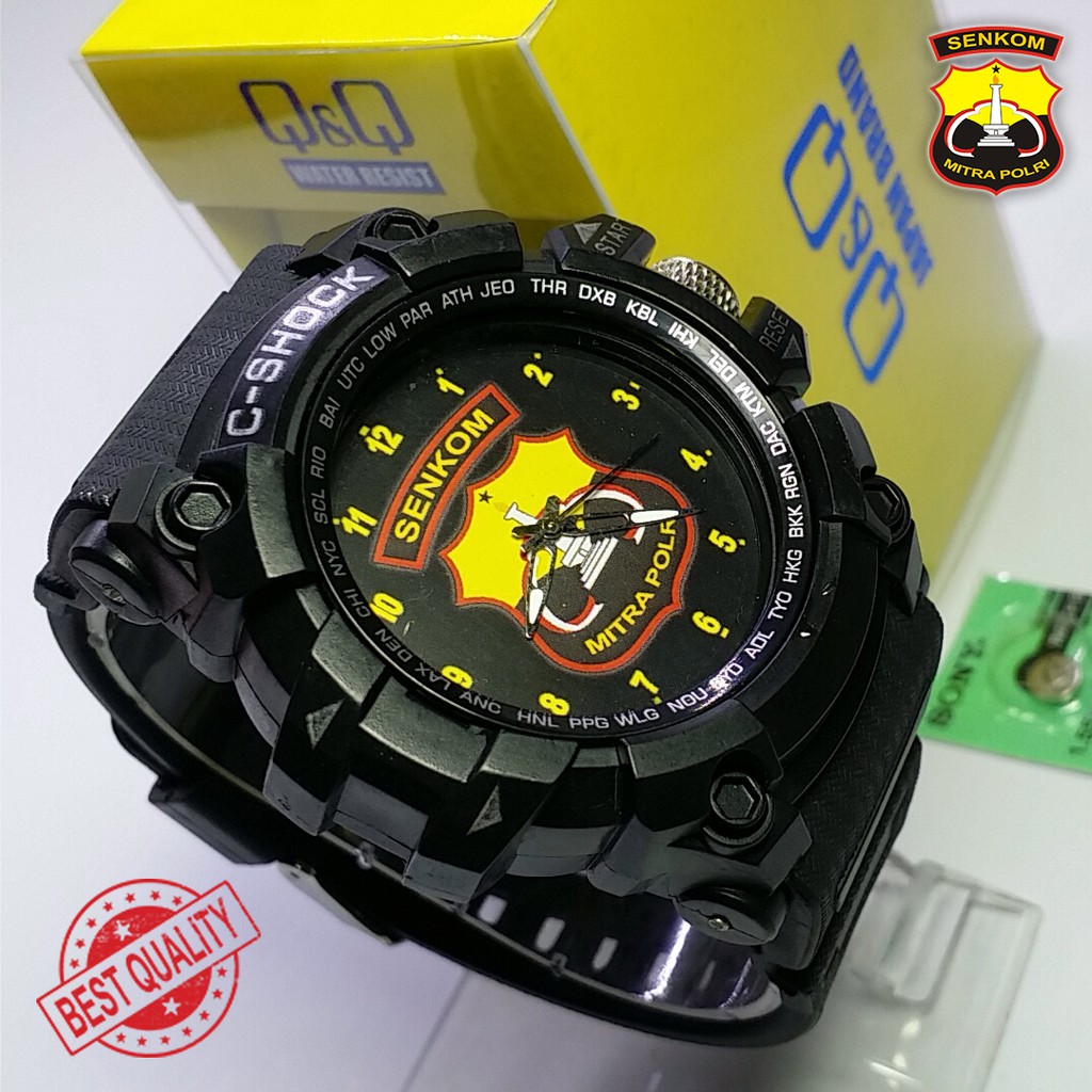 (BEST QUALITY) JAM SENKOM {MITRA POLISI} FULL BLACK