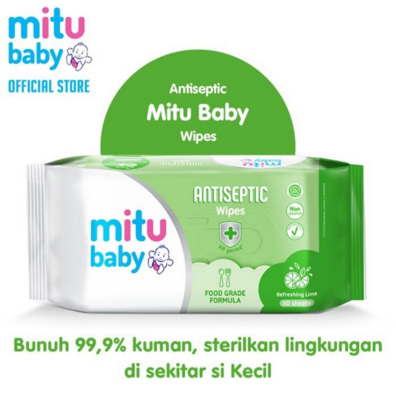 Tisu Basah MITU Antiaeptic 50s Food Grade Formula Tisu Basah Antiseptik