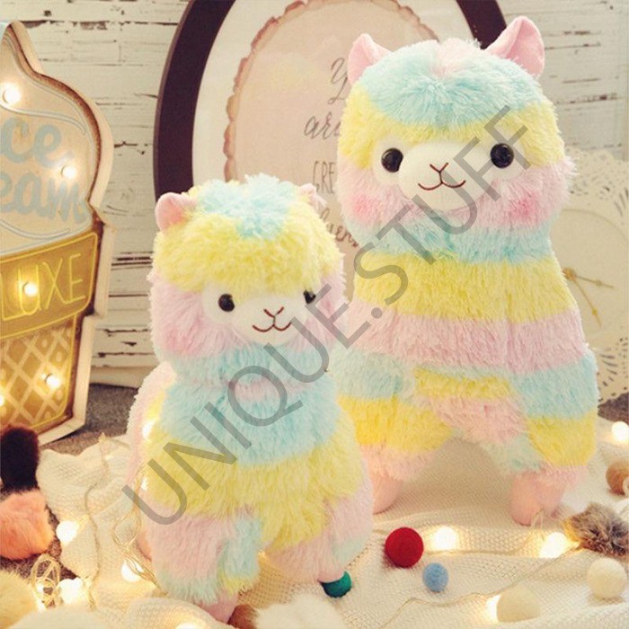 Boneka alpaca rainbow import alpacasso soft plush alpaca doll