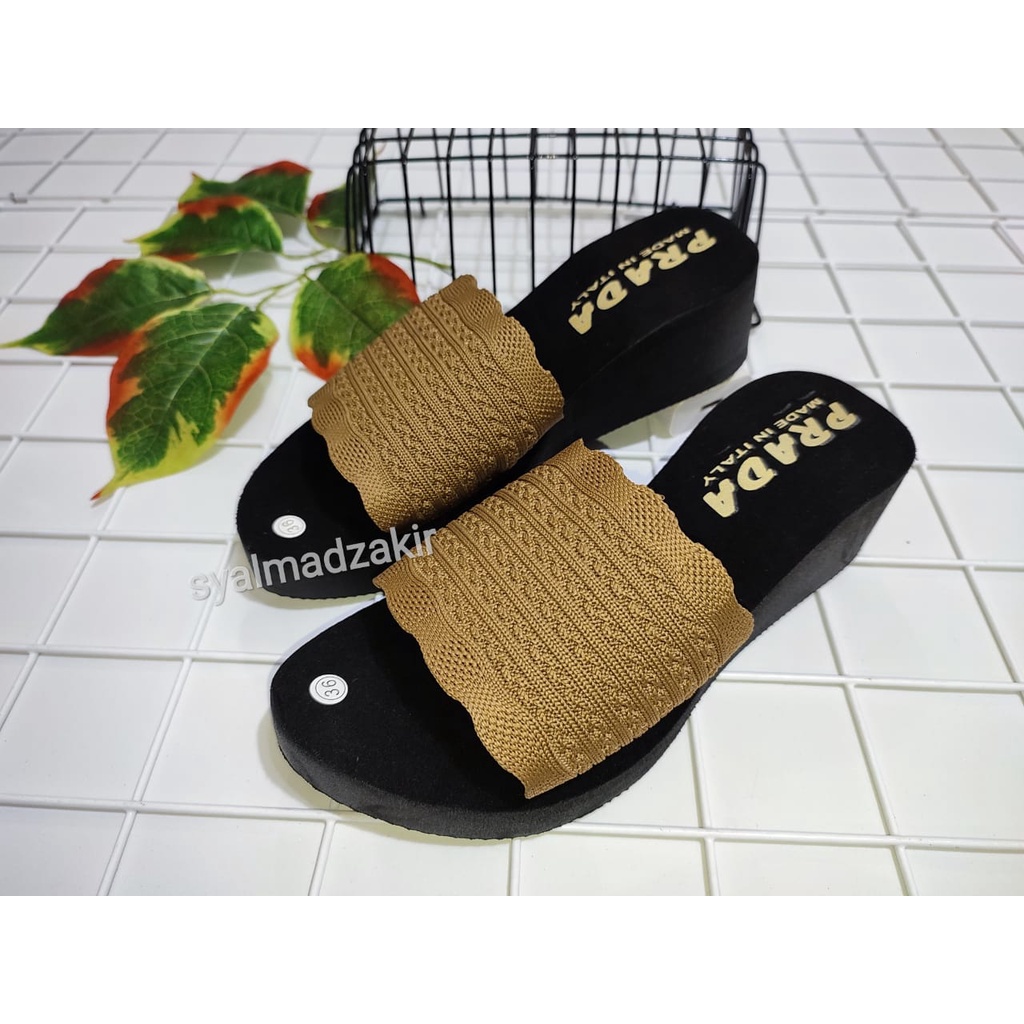 SANDAL WEDGES WANITA RAJUT POLOS NEW 2022