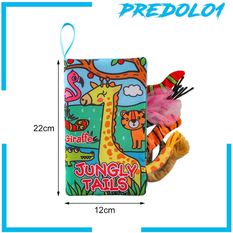 [PREDOLO1] Portable Babies Cloth Book, Animal Tail Touch and Feel Early Development Interactive Toys, Soft