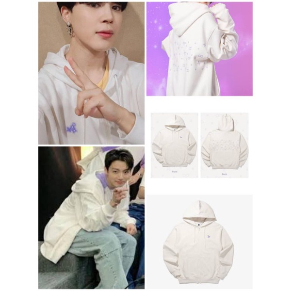 [READY STOCK] WHITE HOODIE ZIPPER SOWOOZOO BTS MERCHANDISE UNOFFICIAL PREMIUM QUALITY MIKROKOSMOS MU