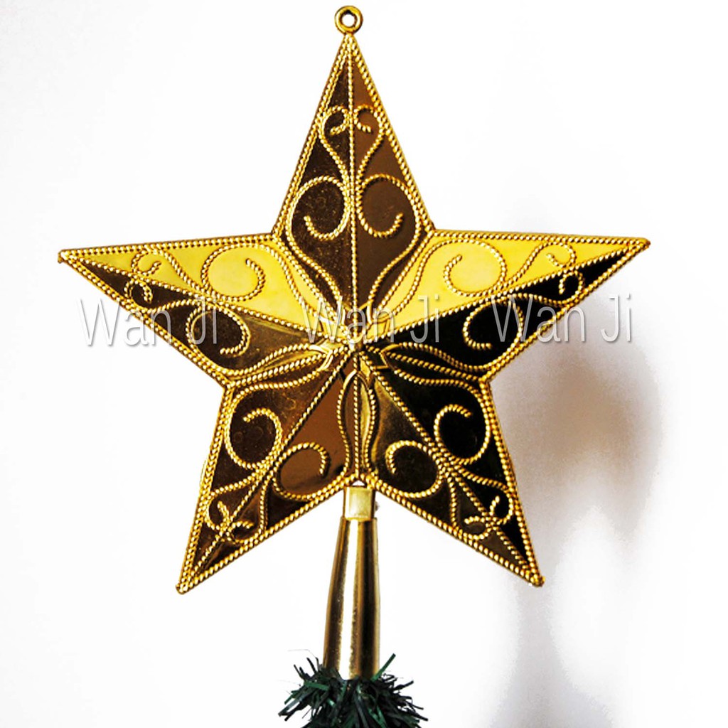 Hiasan pohon natal BINTANG MOTIF 15 CM 20 CM Top Tree Star dekorasi ornamen christmas