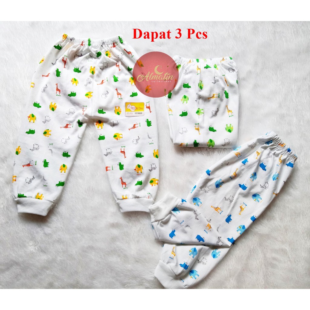 3 Pcs Celana Panjang Bayi Motif / Celana Panjang Bayi Newborn Halus Lembut