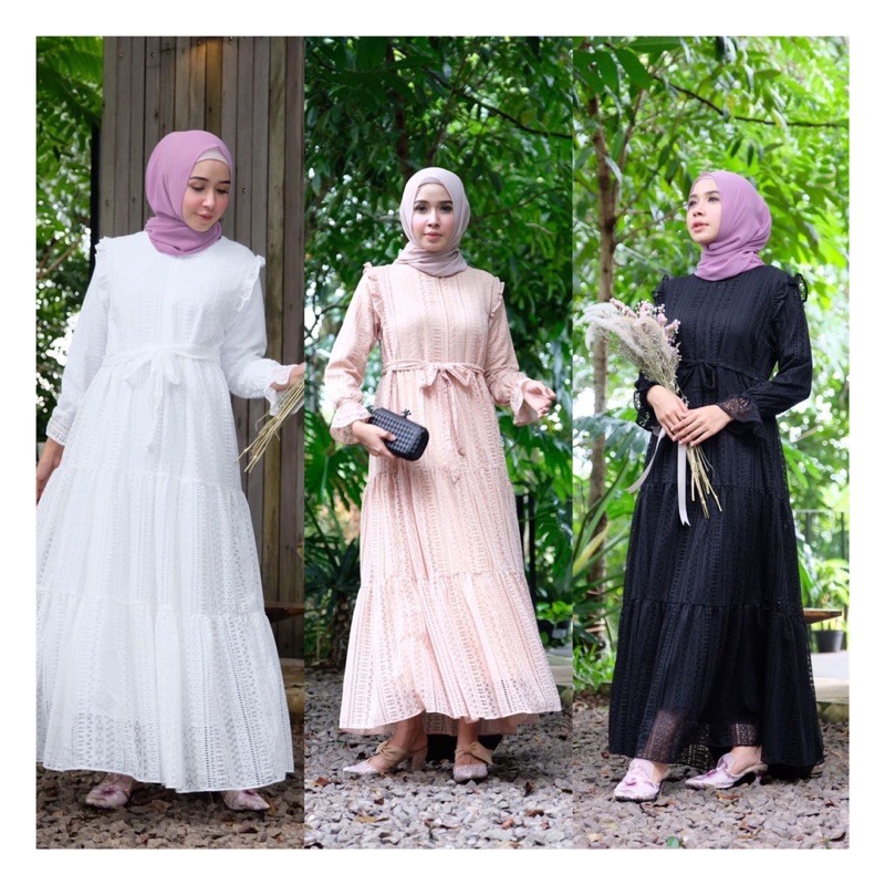 dress brokat / maxy dress hijab / gamis brokat / dress brokat hijab / gamis pesta / gamis brokat