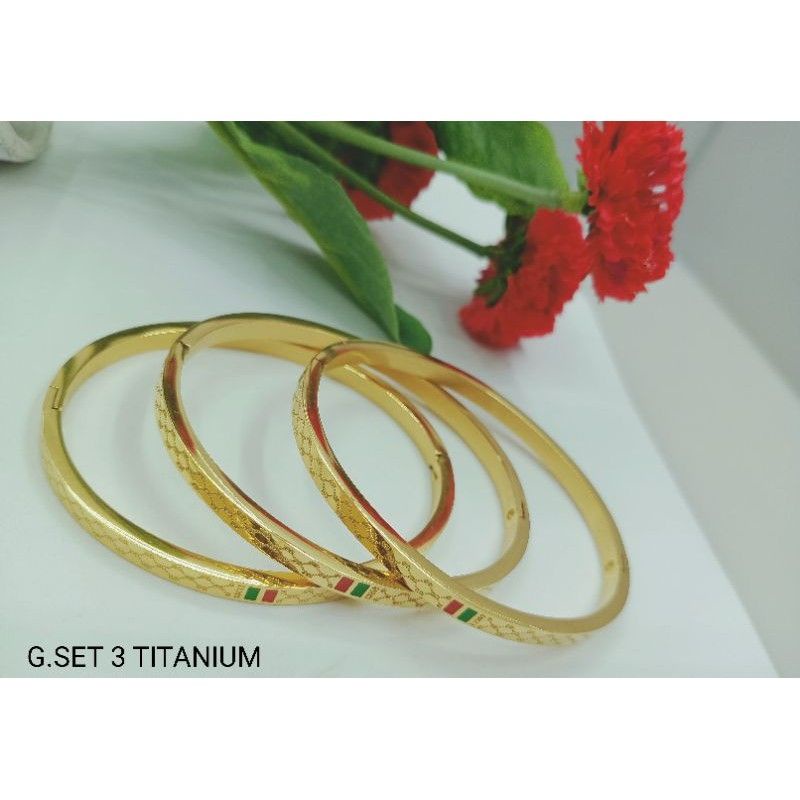 set gelang kroncong titanium asli