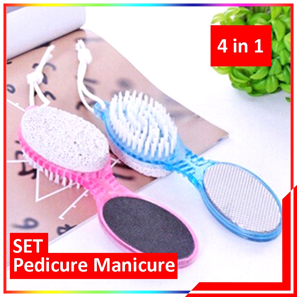 4 Step Perawatan Kaki Pedicure Manicure Set Paddle Foot Cleanser Penghalus Kaki Pecah Pecah Kaki Kapalan 4 in1