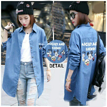 Promo Long Hem Denim Mickey Diskon