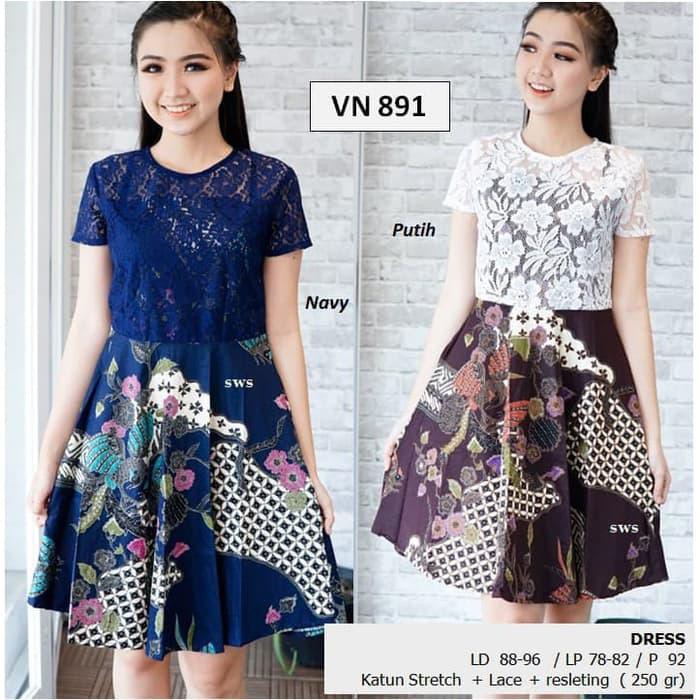 Sangat Murah Baju Kerja Batik Dress Kerja Batik Midi Flare Wanita Model Terbaru