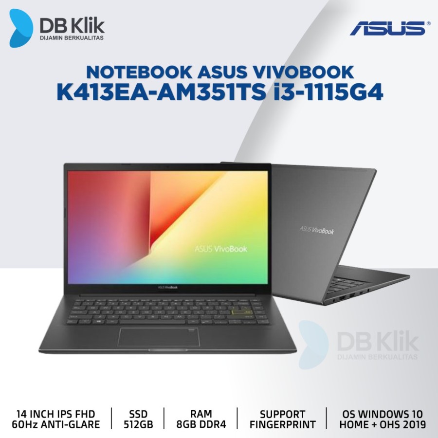 Notebook ASUS Vivobook K413EA-AM351TS | i3-1115G4 8GB 512GB W10+OHS 14