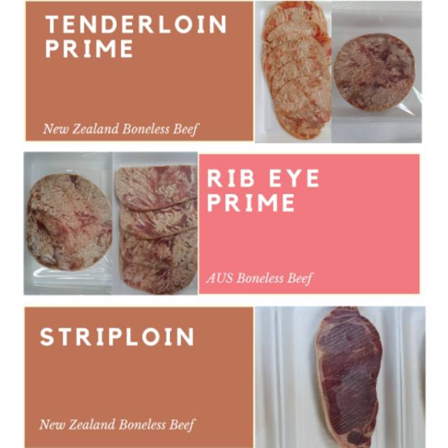 

Striploin New Zealand Boneless Beef/ Daging Steak Sirloin 1/2kg/500gr