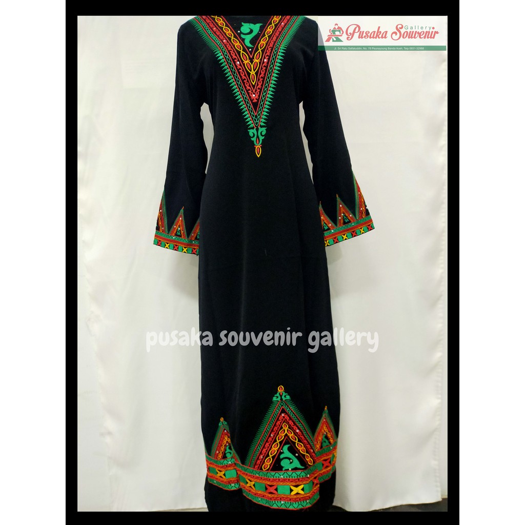BAJU GAMIS WANITA MOTIF KHAS ACEH | Gamis Pucuk Rebung