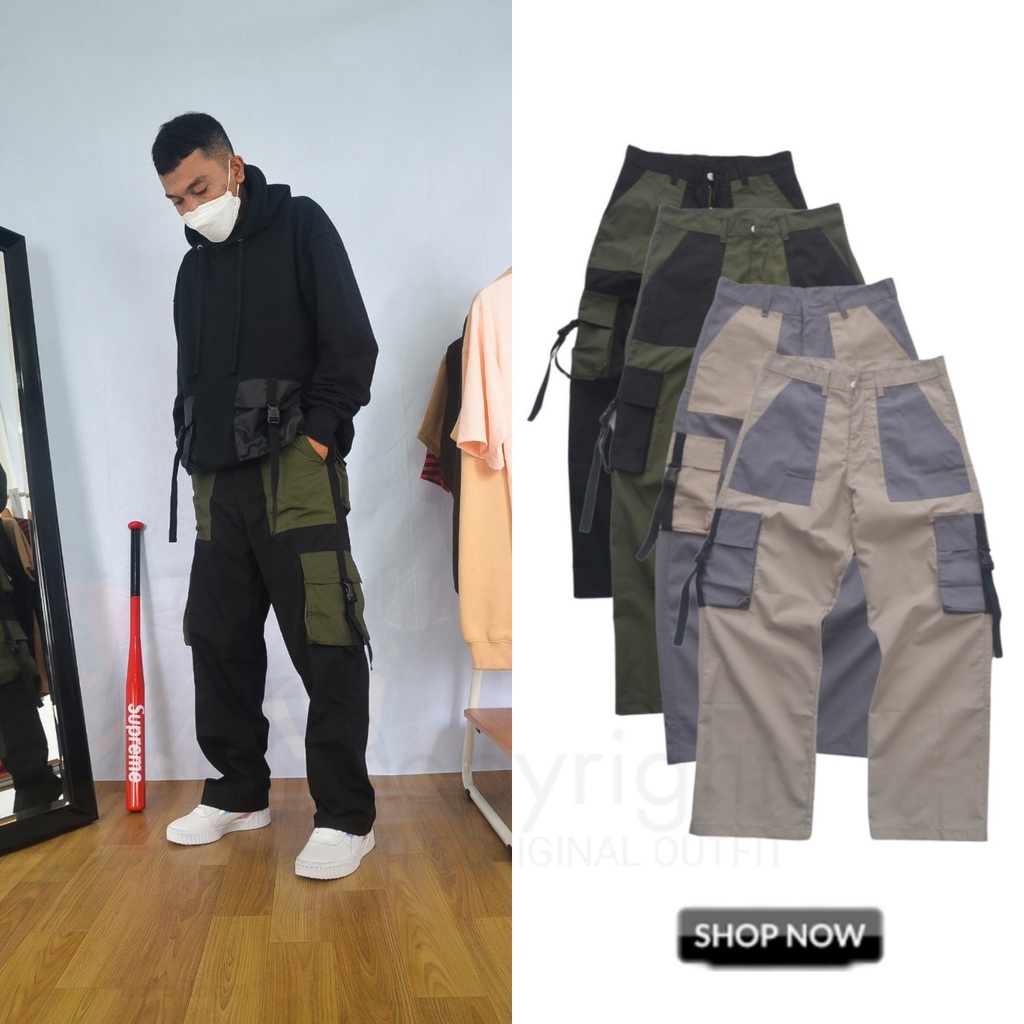 Celana cargo panjang pria - cargo pants pria -pdl panjang - cargo twotone - pdl twotone