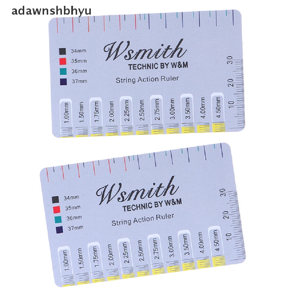 Adawnshbhyu 2pcs Gitar String Action Gauge String Pitch Ruler Alat Ukur Penggaris Gitar