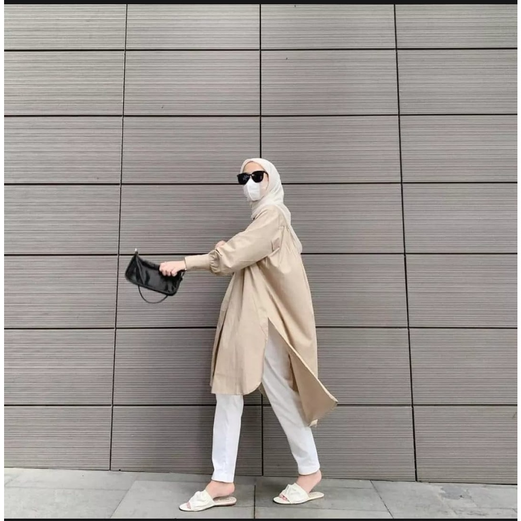 NIKITA TUNIK - TUNIK WANITA KOREAN STYLE - NIKITA TUNIK PANJANG SLIT PINGGIR TOYOBO - tunik size L K