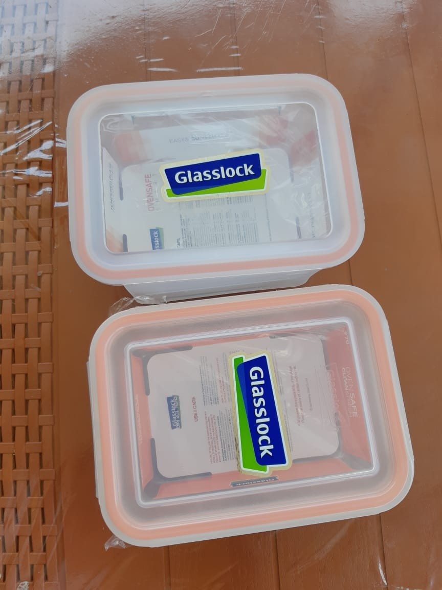 Tempat Makan 970 Ml Glasslock Ring Taper Wadah Makan Lunch Box - Oranye