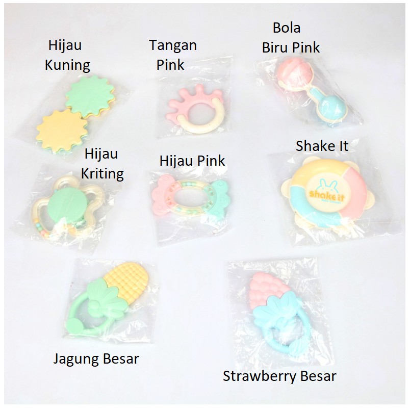 Rattle Stick Shaking Ball dan Teether Rattle bahan silikon dan plastik aman CBKS LC