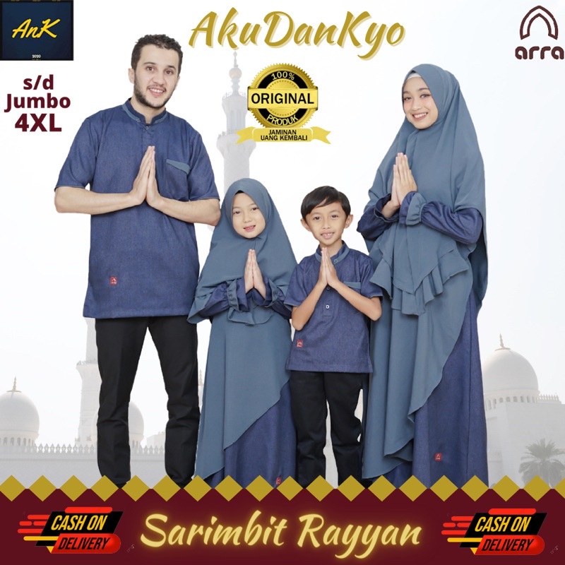 Sarimbit Keluarga 2023 Lebaran Arra Rayyan Biru Baju Couple Keluarga Lebaran 2023