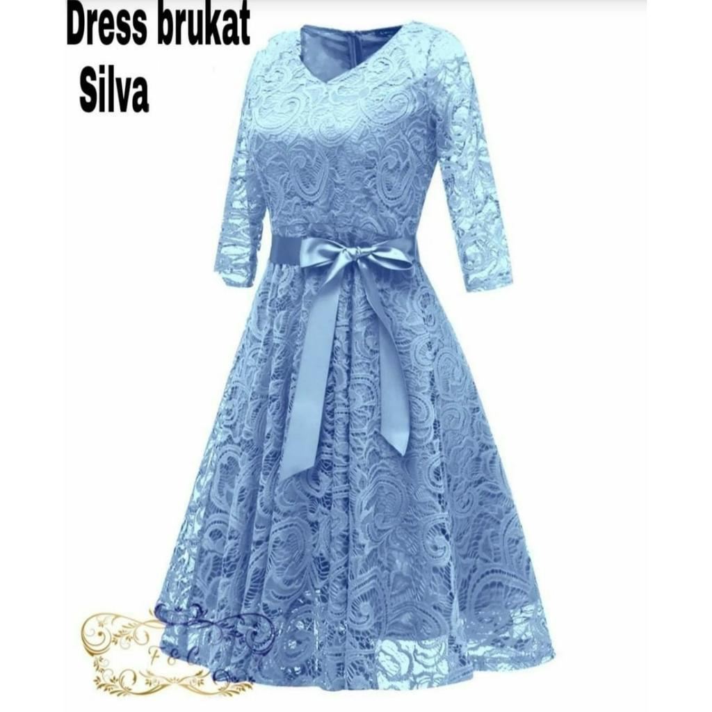 PCS DRESS SILVA BRUKAT PAKAIAN WANITA FE 4 UKURAN M L XL XXL