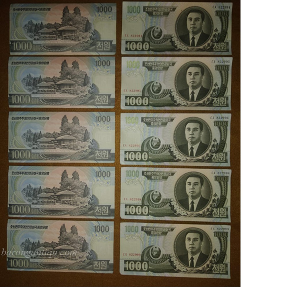 Uang Kuno Asing Won Korea Utara Pecahan 1000