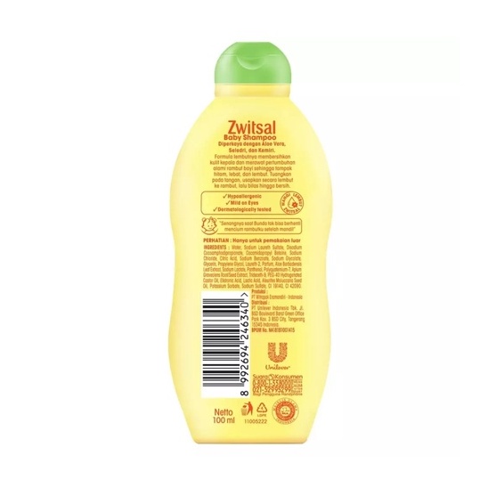 Zwitsal Natural Baby Shampoo Aloe Vera, Kemiri &amp; Seledri 100ml Buy 1 Get 1