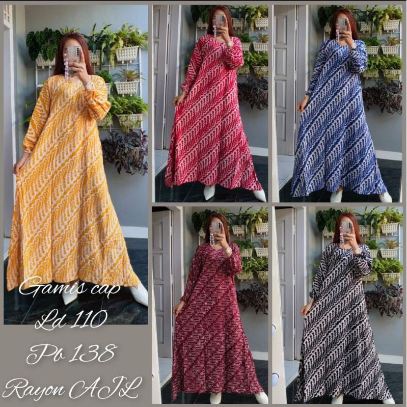 GAMIS BATIK CAP ASLI PEKALONGAN ||GAMIS RAYON || GAMIS BUSUI